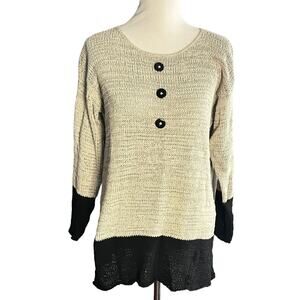 SUE(P) KNITS Pullover Sweater •Women M• Designer Art To Wear Boho Lagenlook Tan